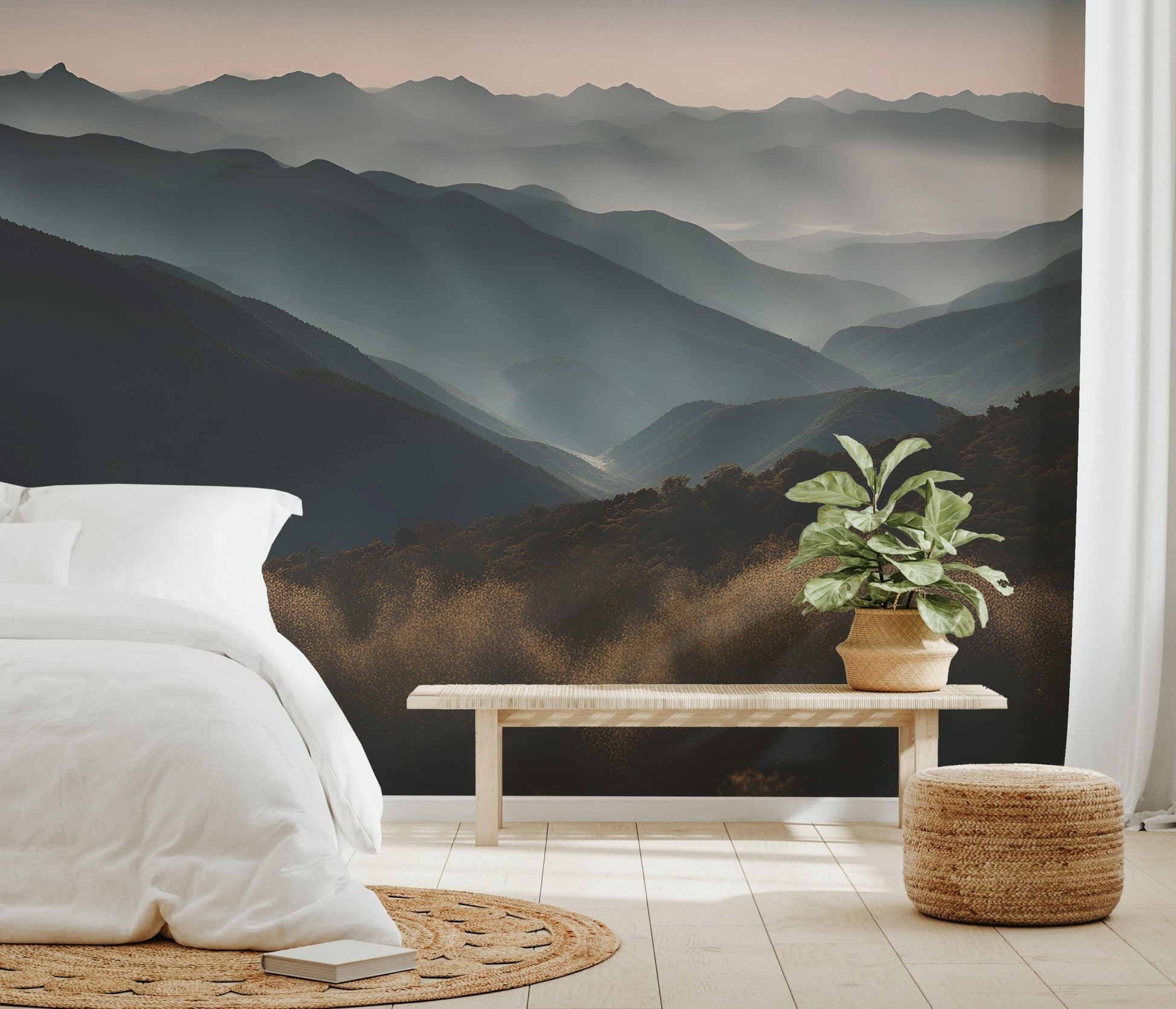 Sunrise Misty Mountain Wallpaper - Wallanza