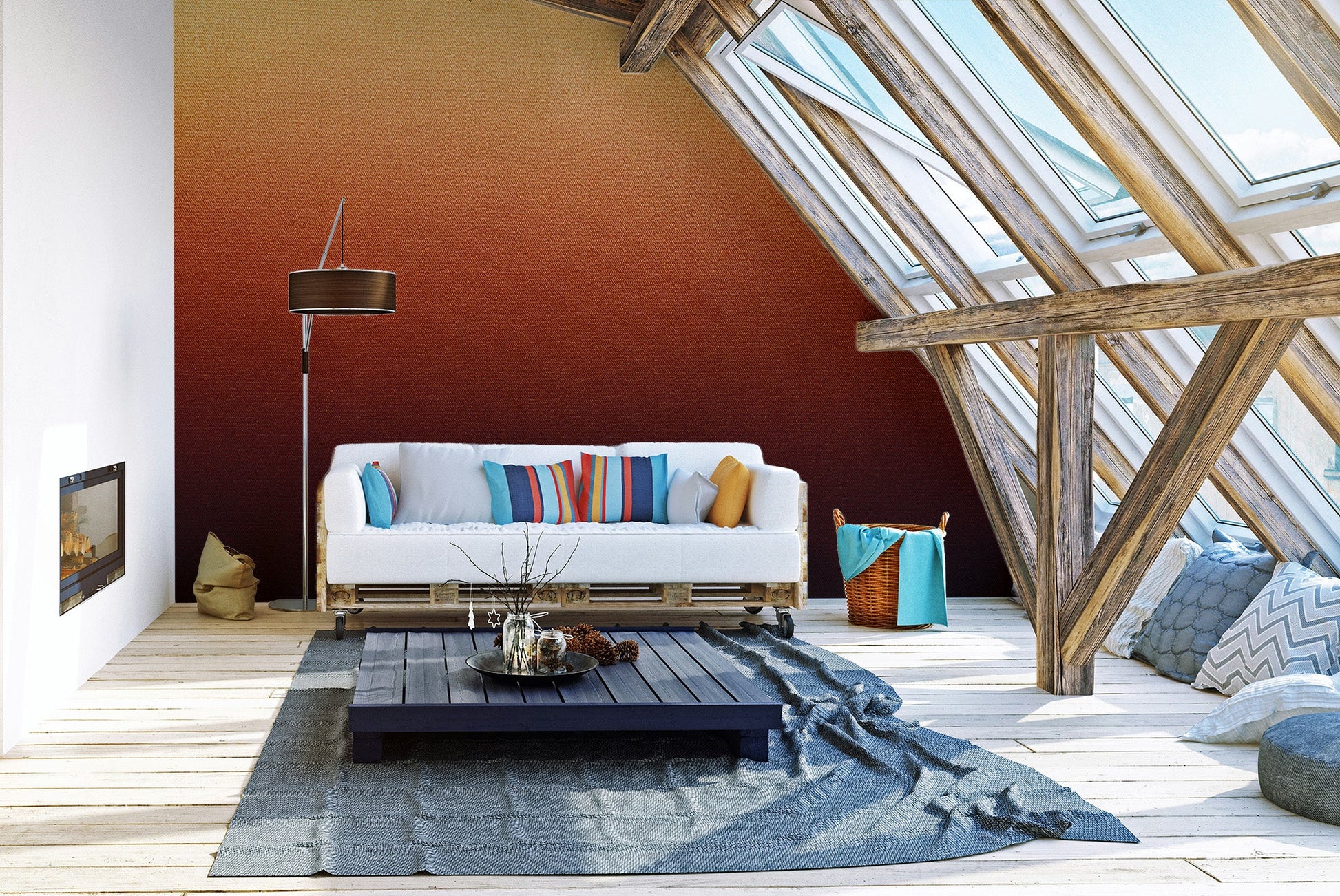 Sunset-inspired textured mural for walls
