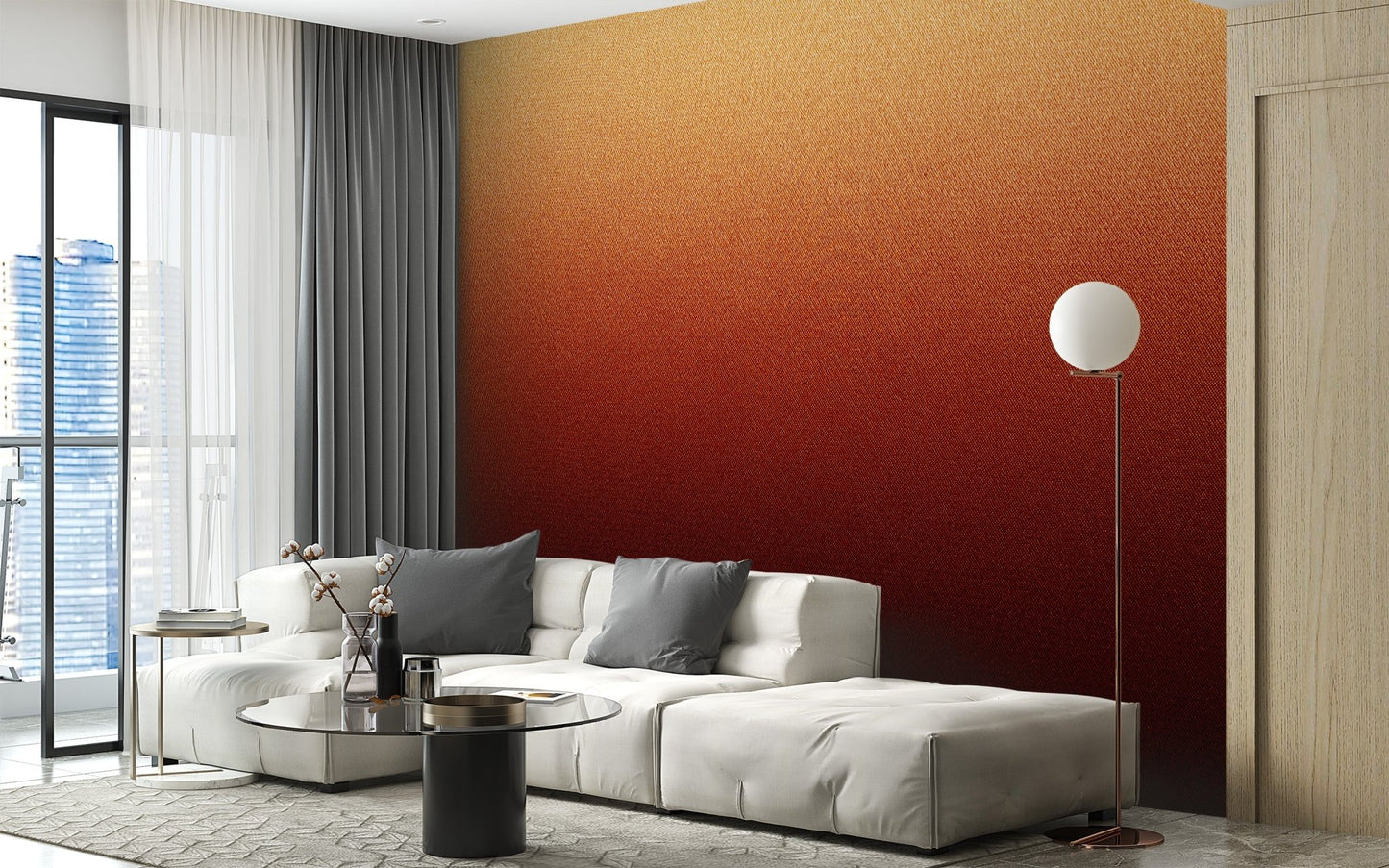 Ombre mural featuring sunset blaze tones
