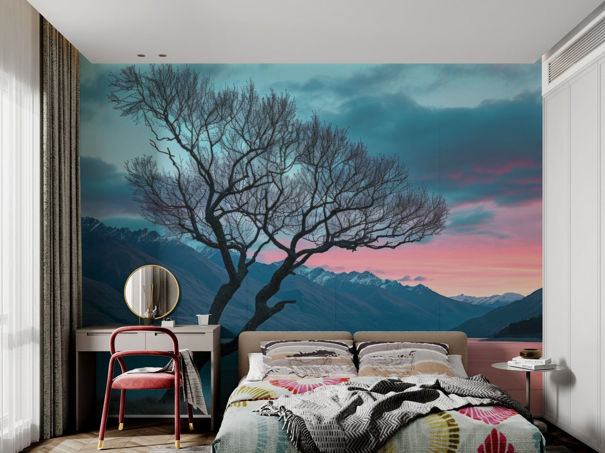 Sunset Lake Tree Wallpaper - Wallanza