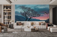 Sunset Lake Tree Wallpaper - Wallanza