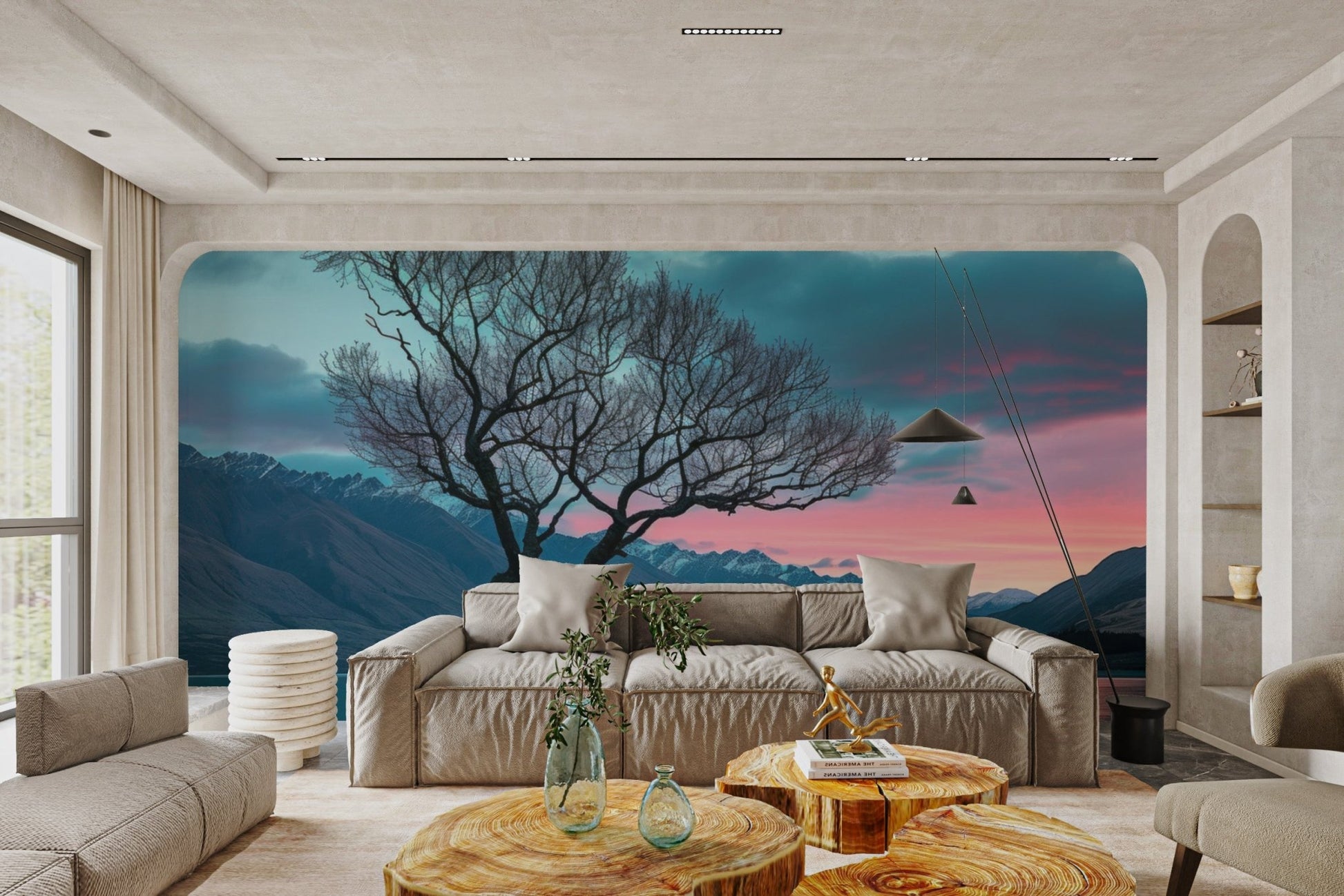 Sunset Lake Tree Wallpaper - Wallanza