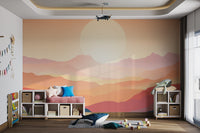Sunset Mountain Landscape Wall Mural - Wallanza
