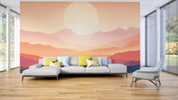 Sunset Mountain Landscape Wall Mural - Wallanza