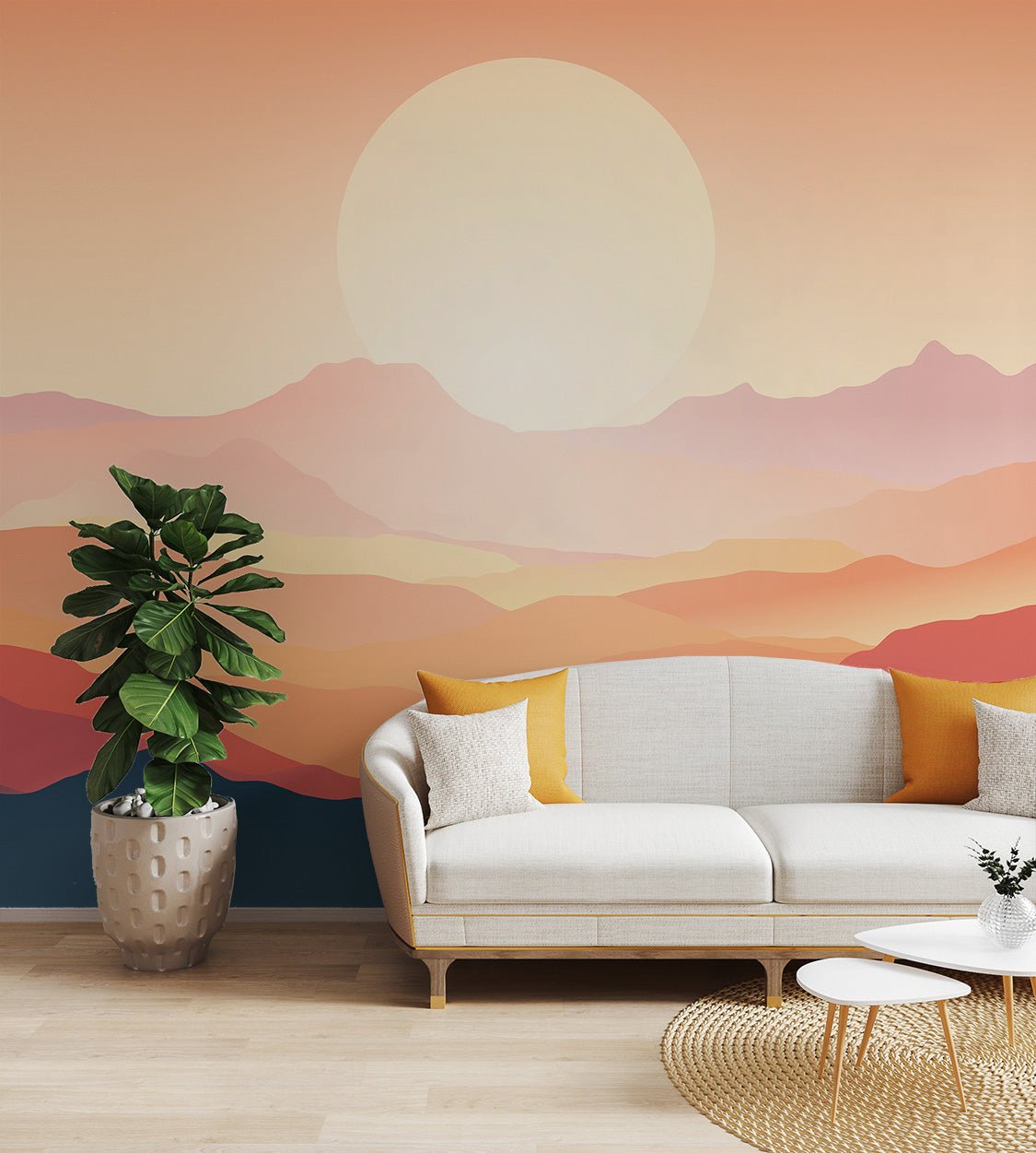 Sunset Mountain Landscape Wall Mural - Wallanza
