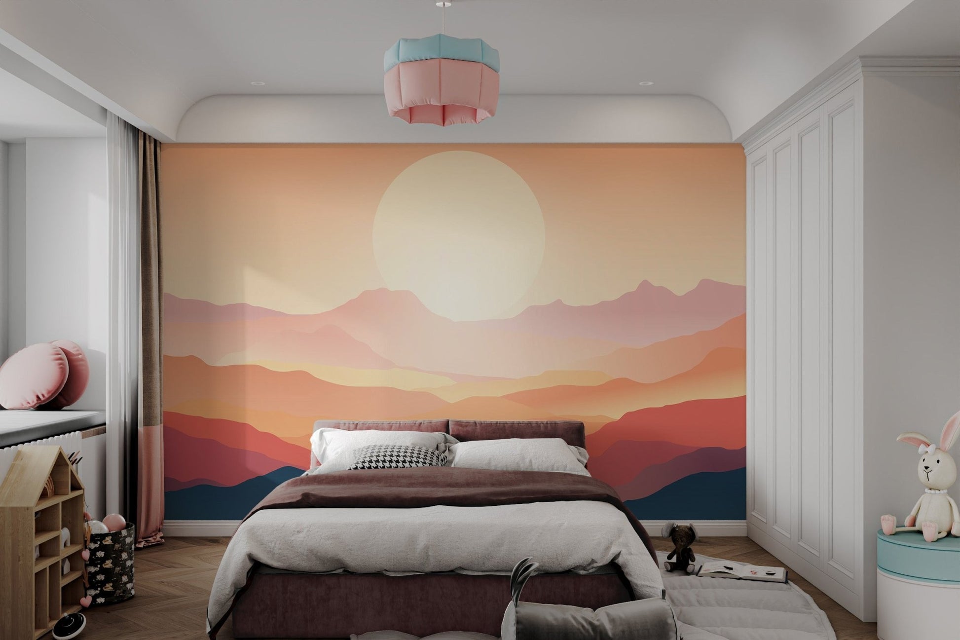 Sunset Mountain Landscape Wall Mural - Wallanza