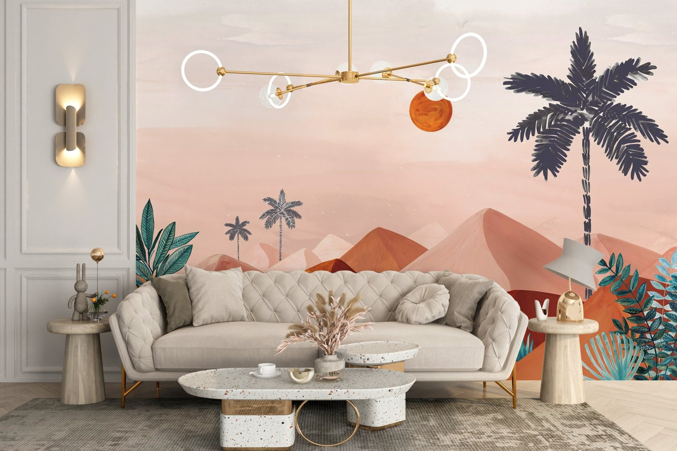 Sunset Oasis Wallpaper Mural - Wallanza