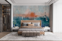 Sunset Seascape Watercolor Wall Mural - Wallanza