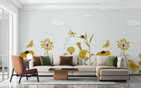 Sunshine serenade mural for uplifting and stylish living spaces.
