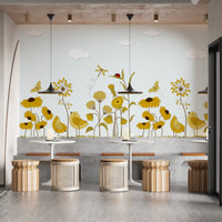 Vibrant sunshine serenade mural for lively and elegant dining walls
