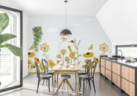 Wall mural featuring a serene sunshine theme for bright dining room spaces.
