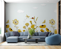 Serene mural showcasing a radiant sunshine serenade for living space decor.
