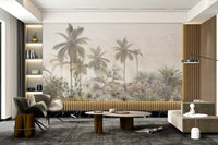 Muted tropical landscape wall mural for a professional office space.