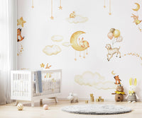 Warm beige and gold celestial sweet wall mural.