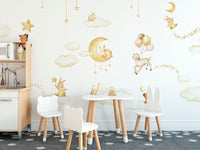 Sweet dreams wallpaper for kids room featuring a flying lamb.