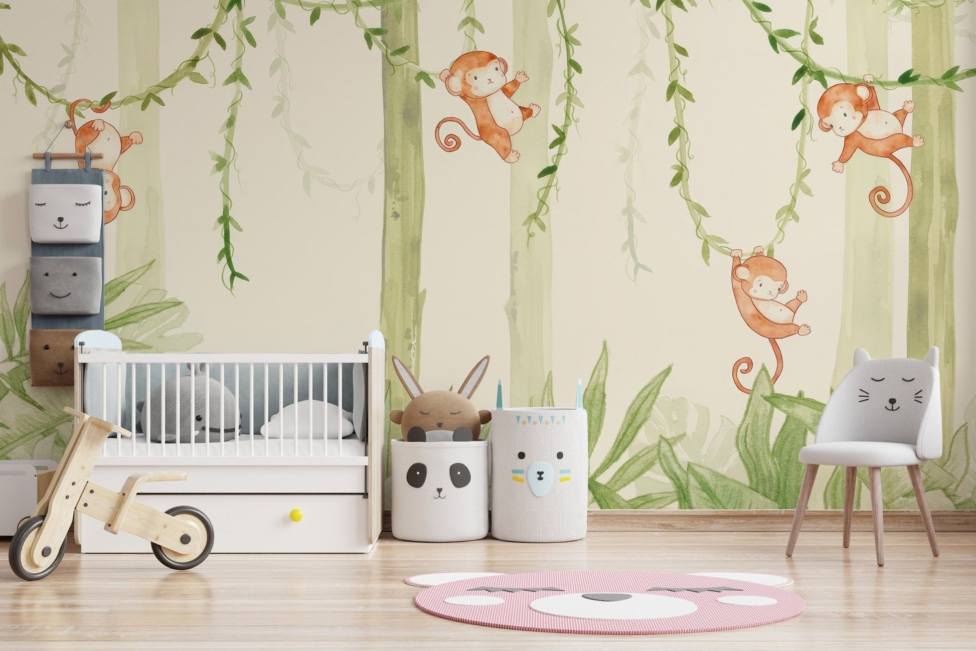 Swinging Monkeys Forest Wallpaper Mural - Wallanza