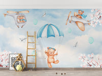 Teddy Pilots Cloudscape Wall Mural - Wallanza