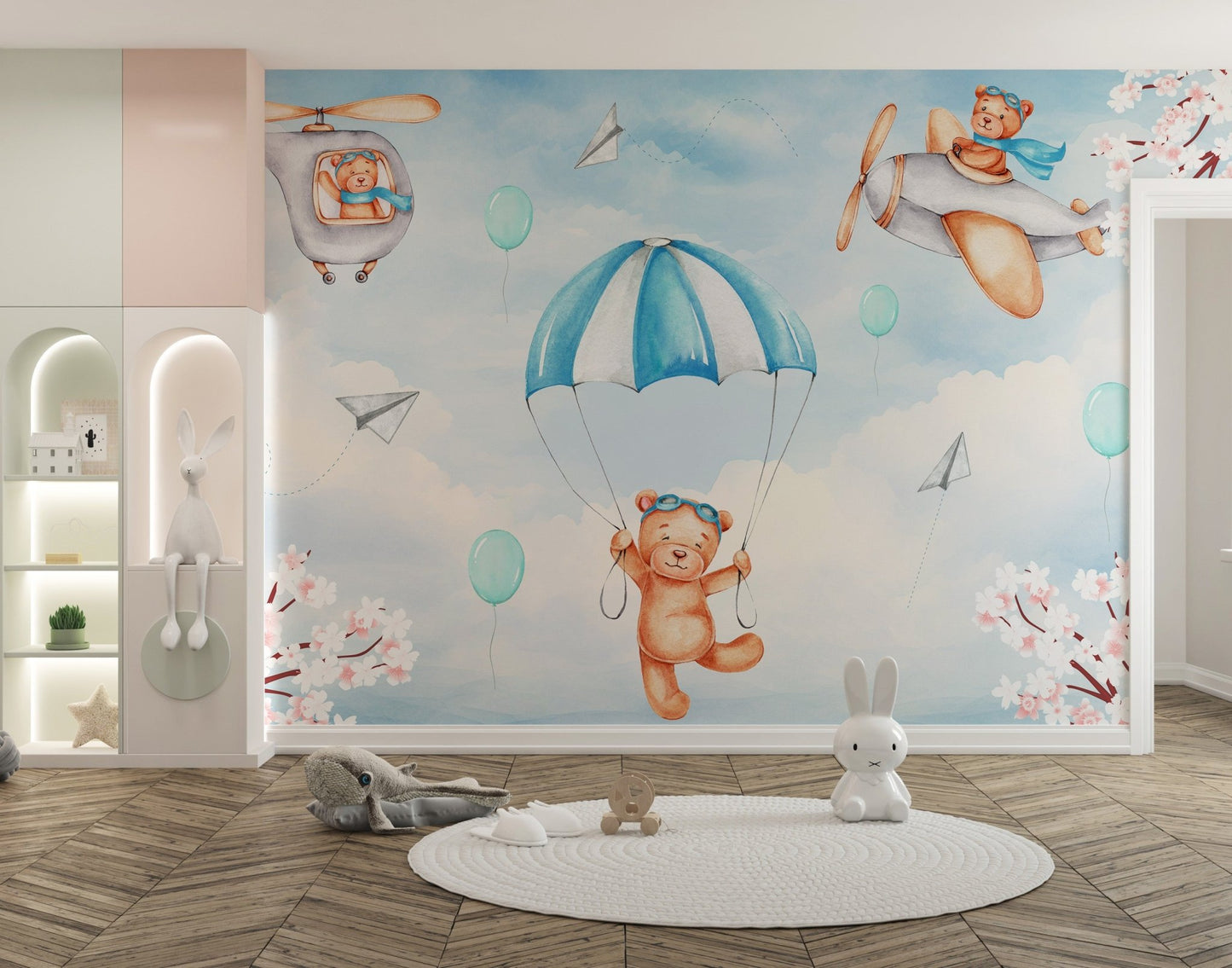 Teddy Pilots Cloudscape Wall Mural - Wallanza