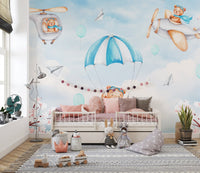 Teddy Pilots Cloudscape Wall Mural - Wallanza