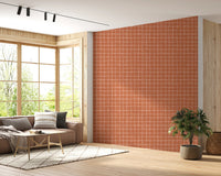 Textured clay-colored repeating grid wall murals.