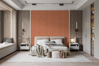 Organic terracotta crosshatch pattern wallpaper murals.