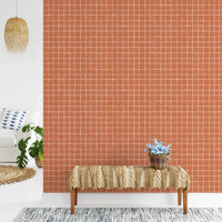 Simple hand-painted orange line wall murals.