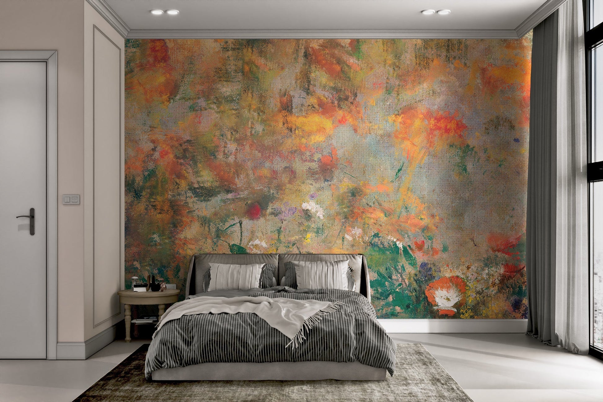 Textured Abstract Floral Wallpaper - Wallanza