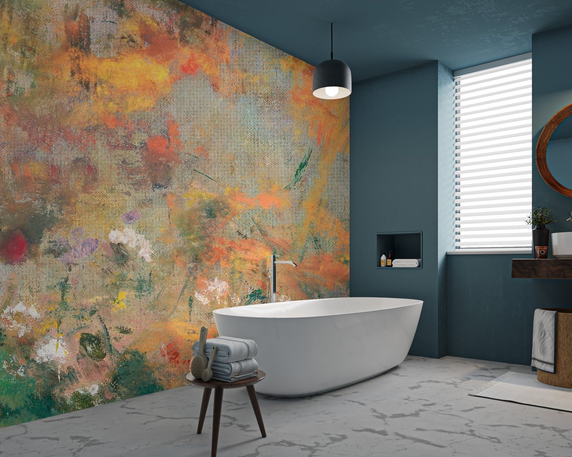 Textured Abstract Floral Wallpaper - Wallanza