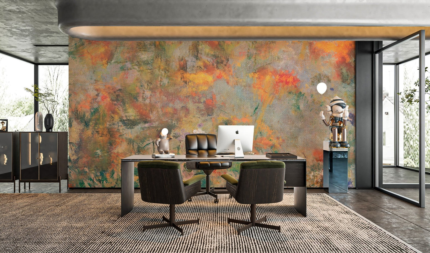 Textured Abstract Floral Wallpaper - Wallanza