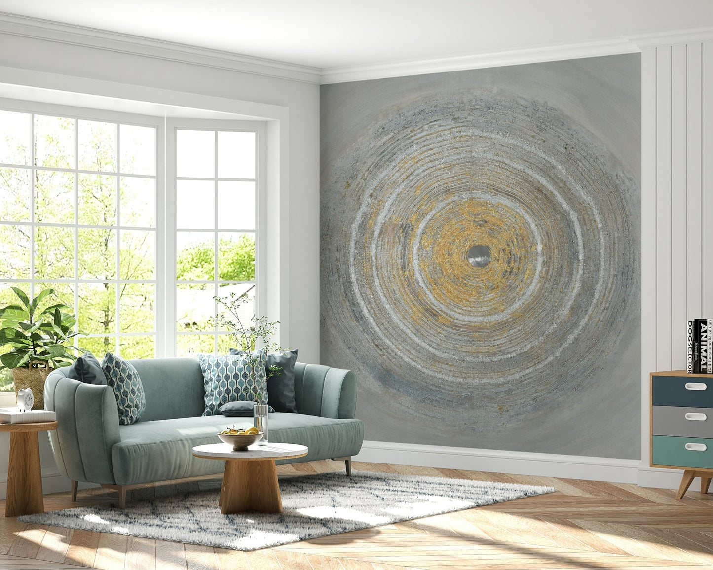 Textured Concentric Circles Wall Mural - Wallanza