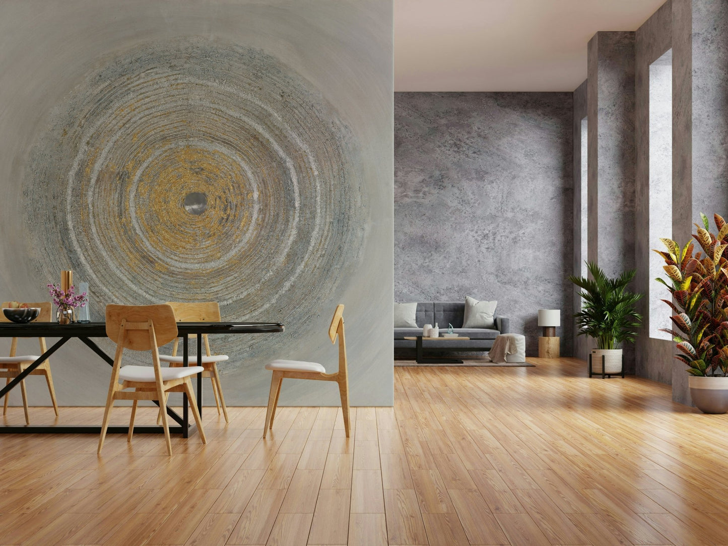 Textured Concentric Circles Wall Mural - Wallanza