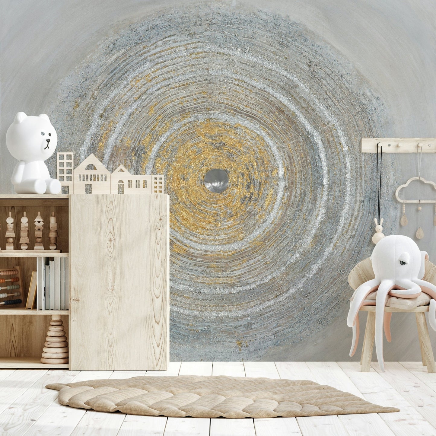 Textured Concentric Circles Wall Mural - Wallanza