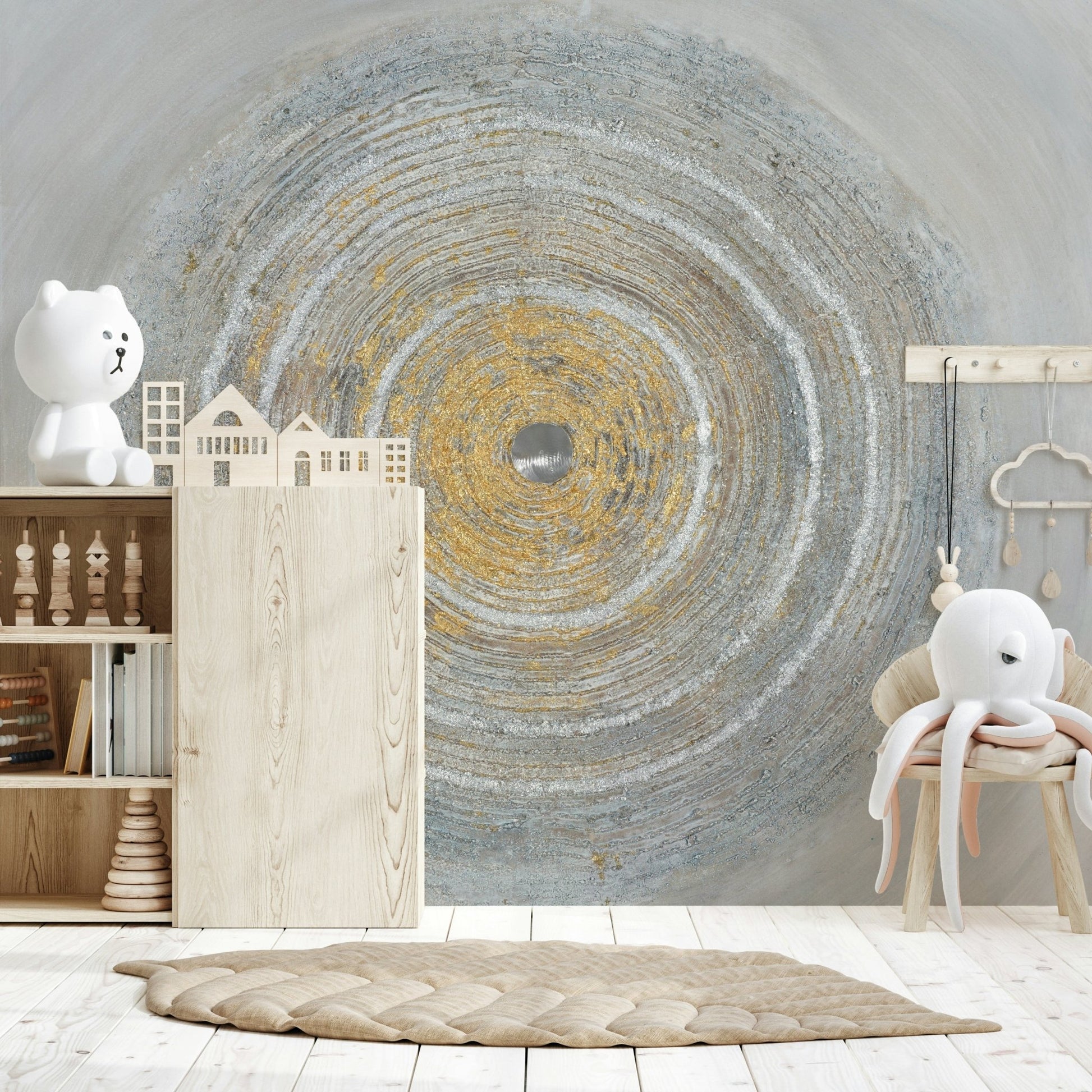 Textured Concentric Circles Wall Mural - Wallanza