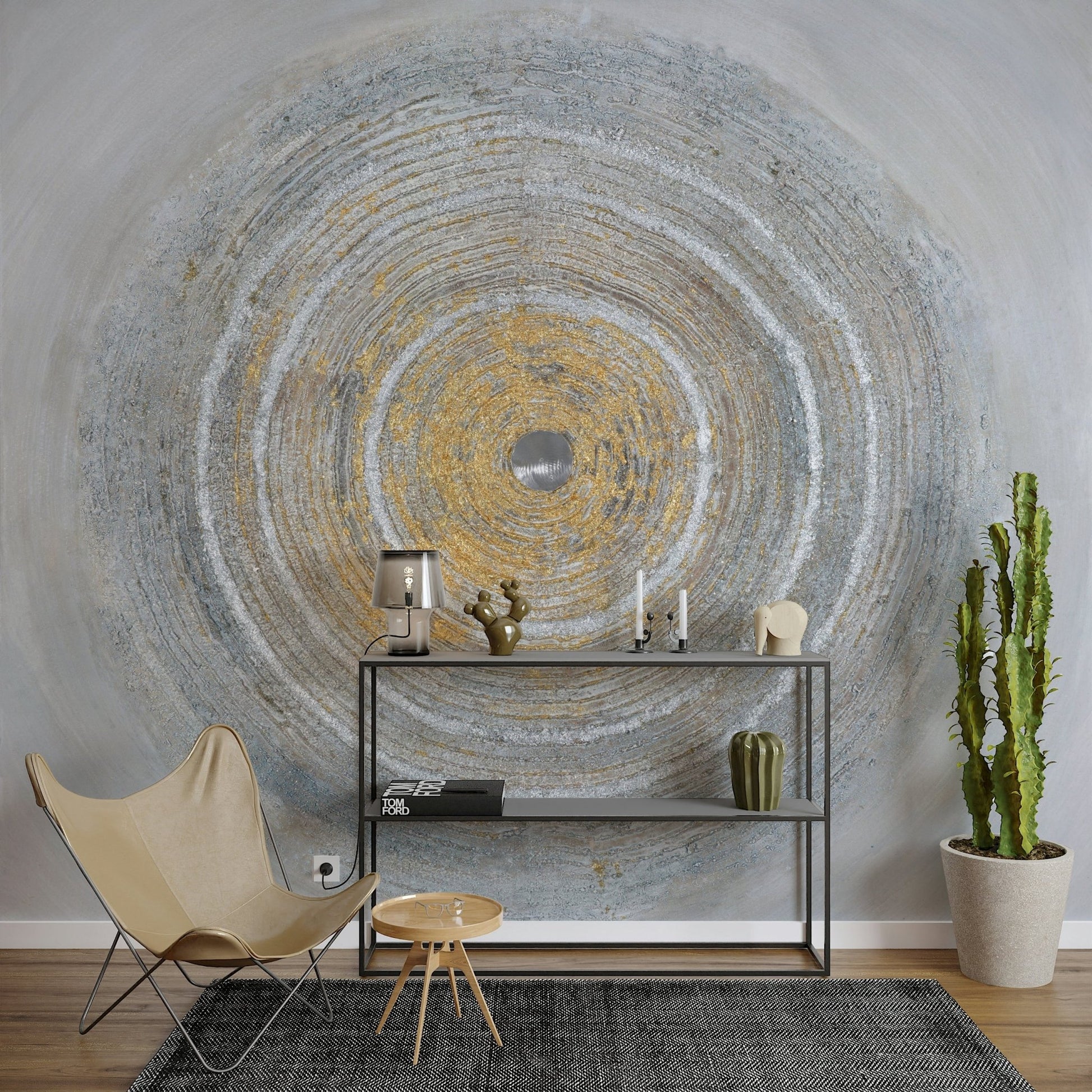 Textured Concentric Circles Wall Mural - Wallanza