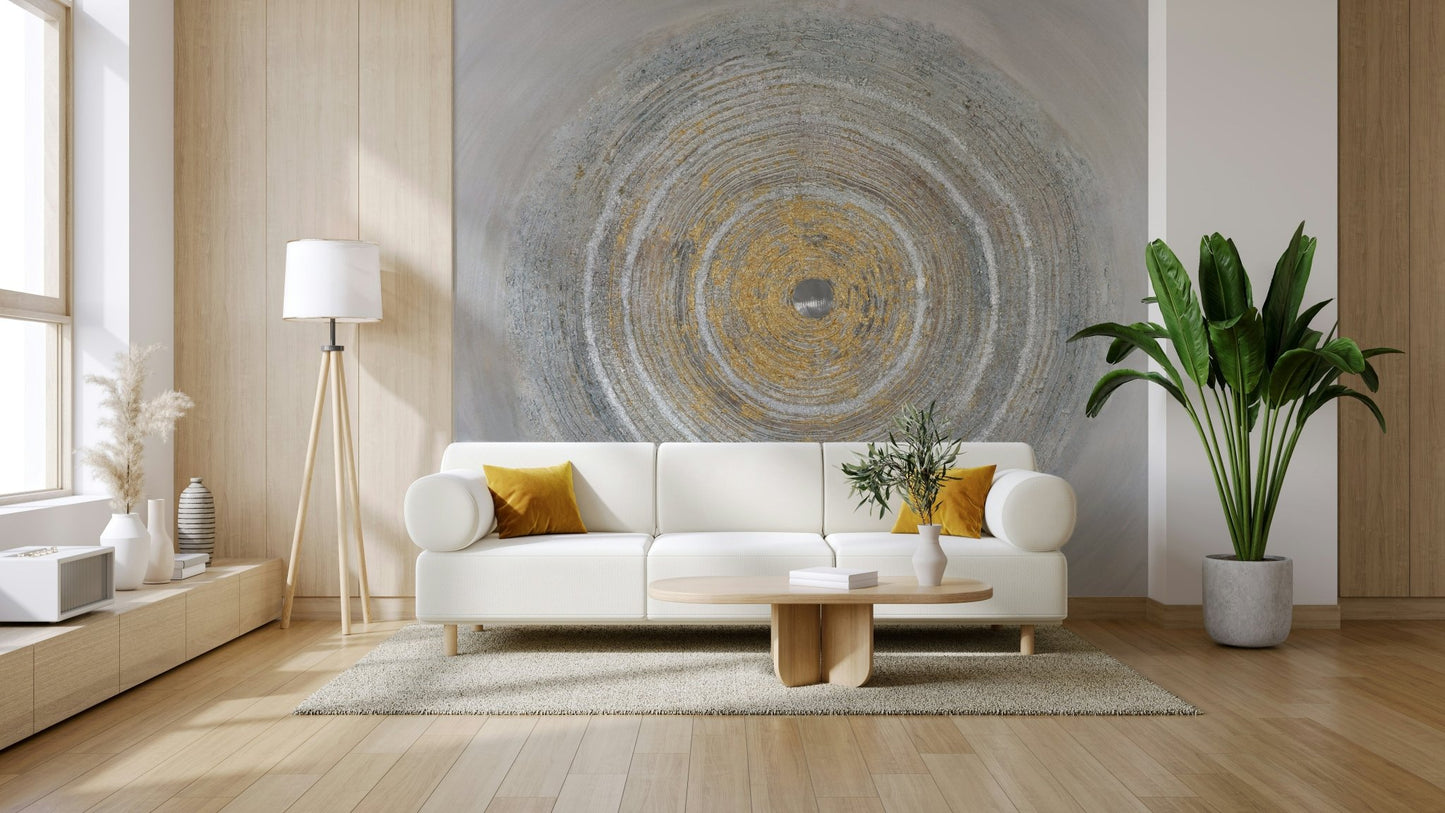 Textured Concentric Circles Wall Mural - Wallanza