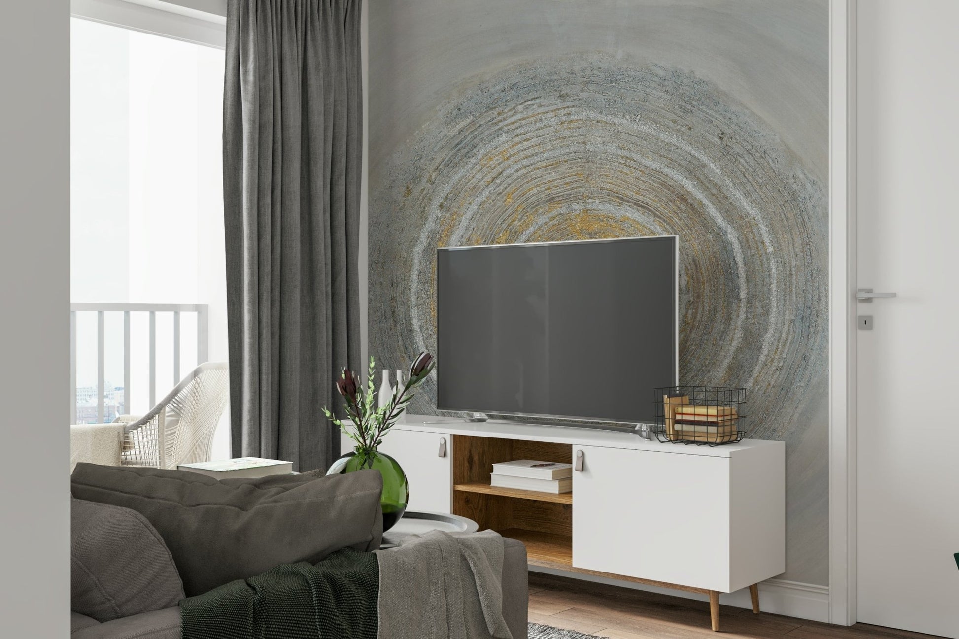 Textured Concentric Circles Wall Mural - Wallanza