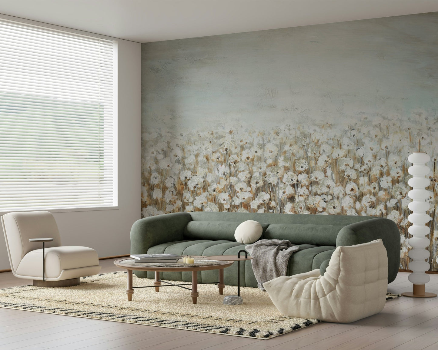 Textured Cotton Field Wall Mural - Wallanza