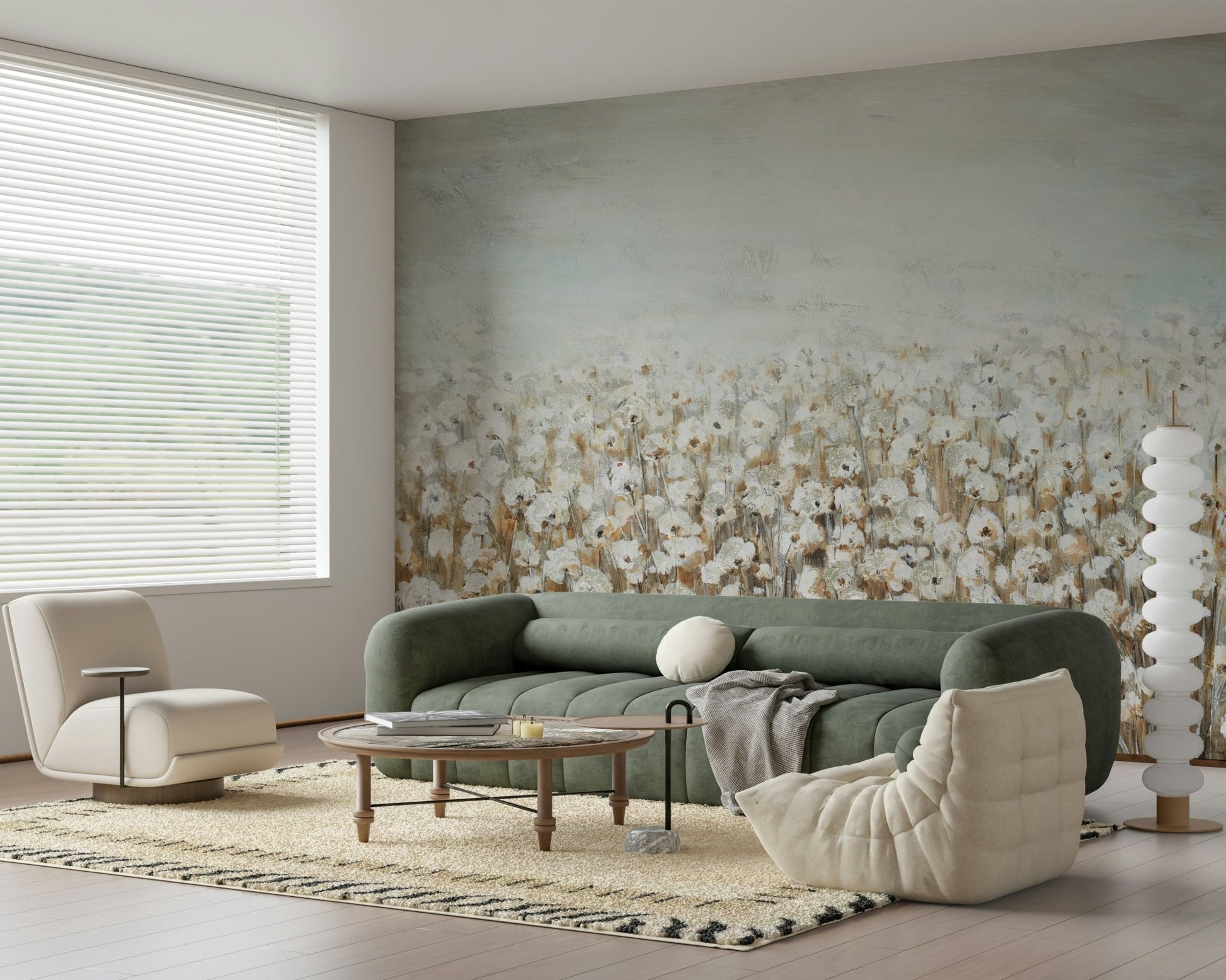 Textured Cotton Field Wall Mural - Wallanza