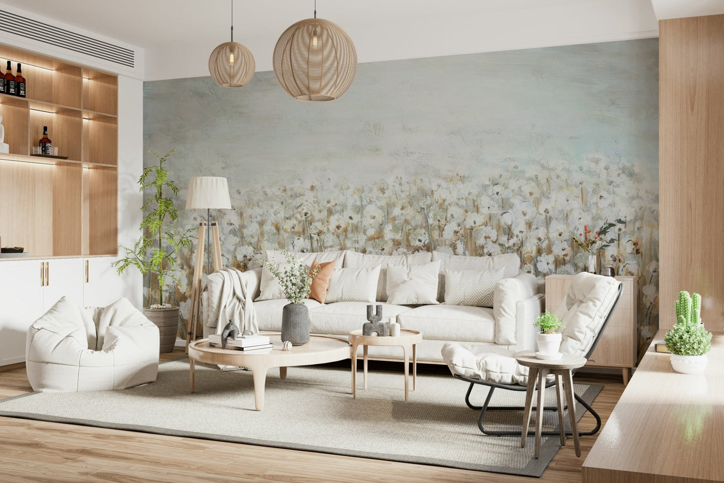 Textured Cotton Field Wall Mural - Wallanza