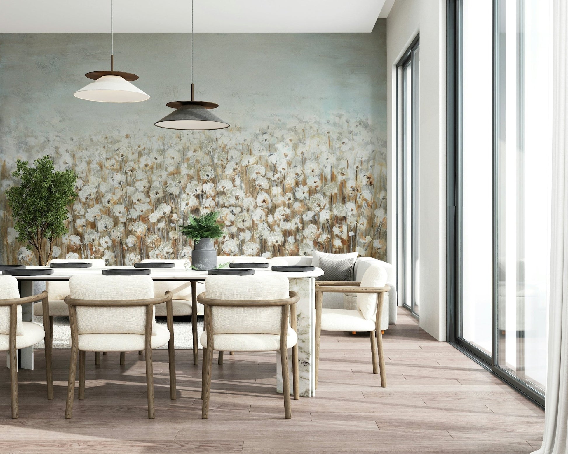 Textured Cotton Field Wall Mural - Wallanza