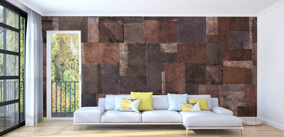 Earthy color block wallpaper mural with natural brown shades.