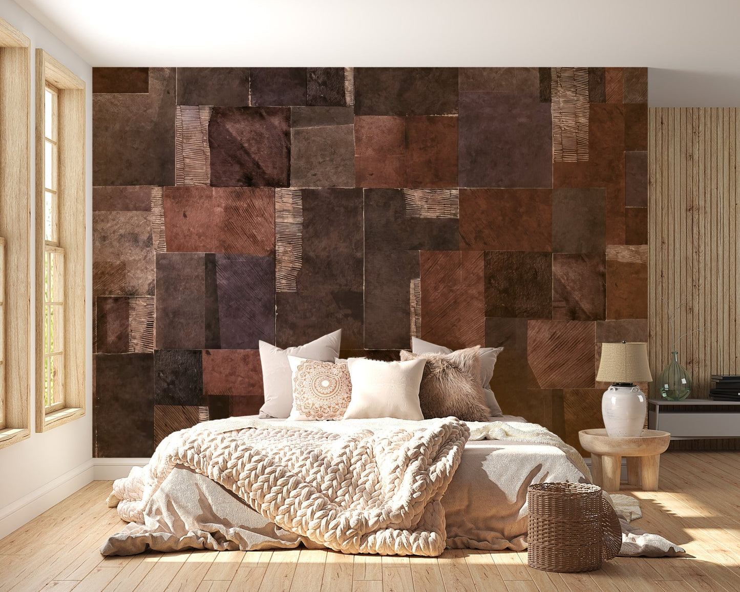 Textured Earth Tones Wallpaper Mural - Wallanza
