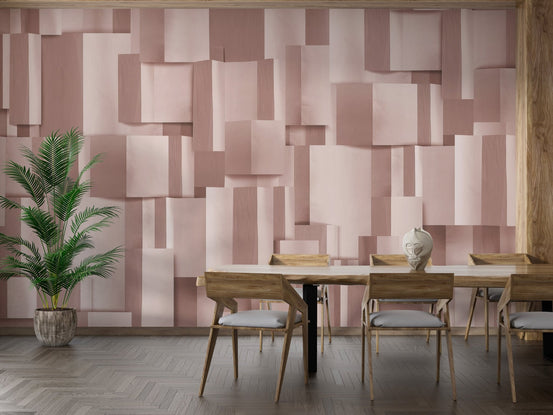 Sculpted block pattern wall mural with smooth matte finish.