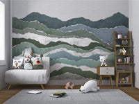 Textured Green Peaks Wall Mural adding blue hues.