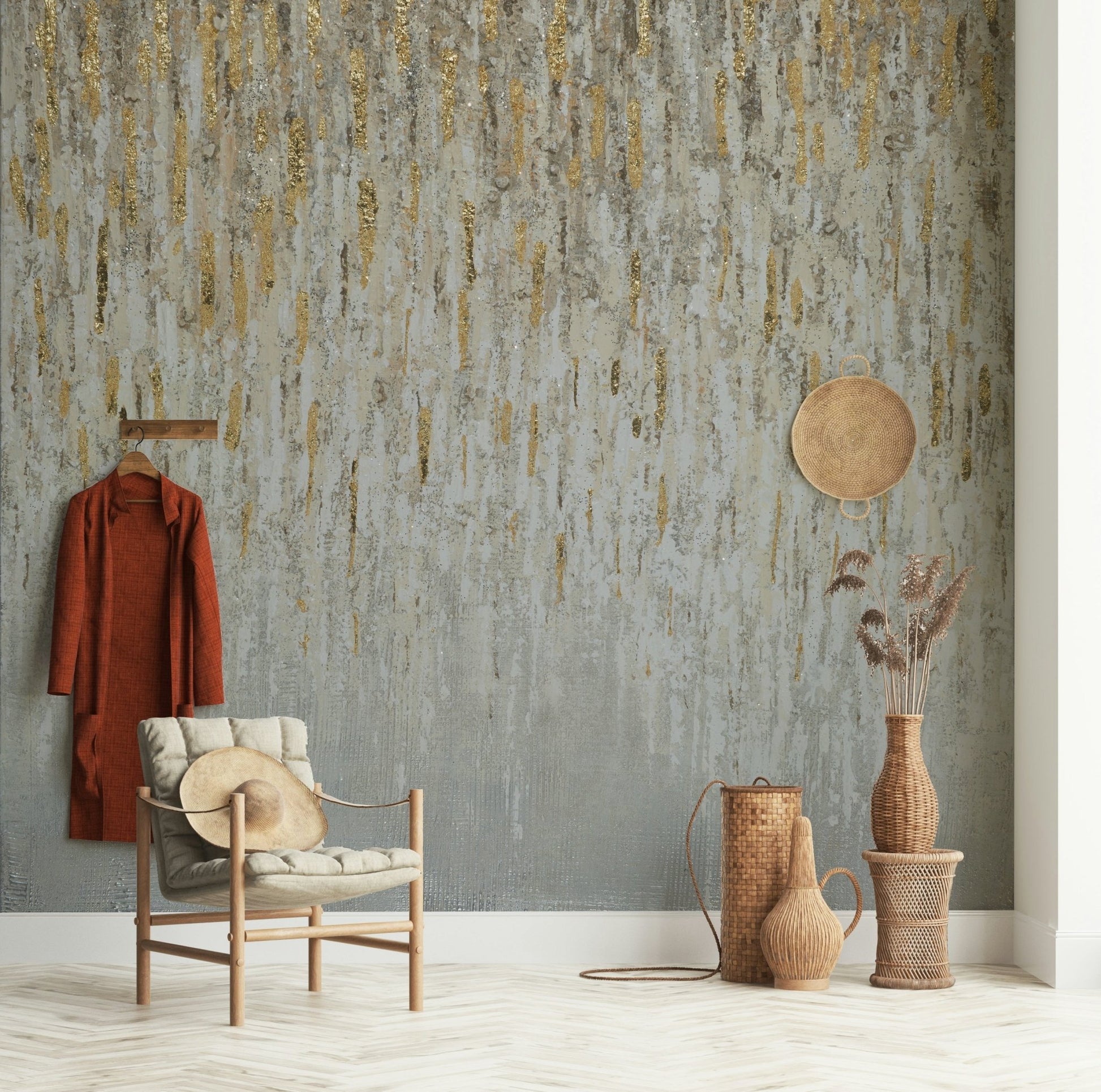 Textured Metallic Abstract Wall Mural - Wallanza