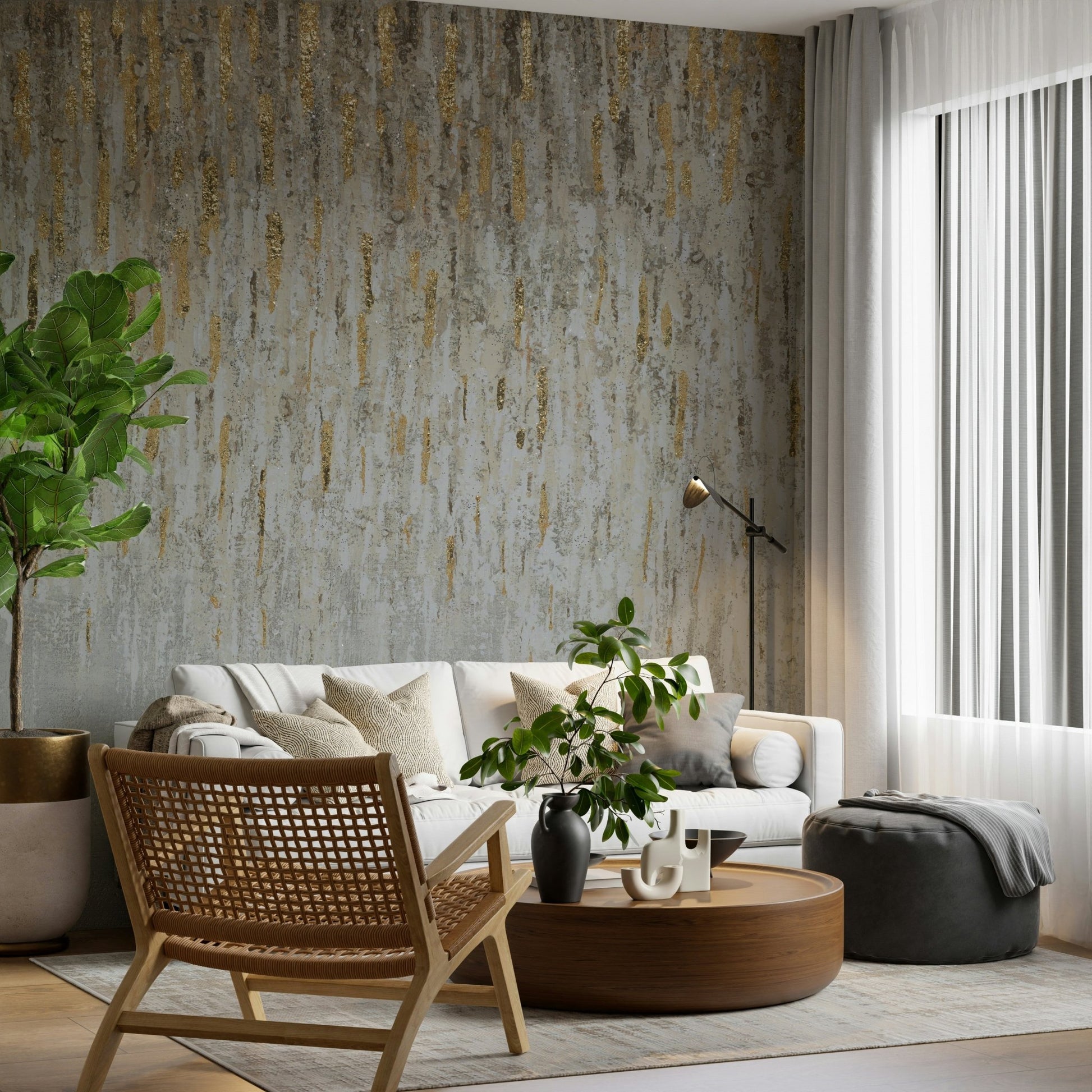 Textured Metallic Abstract Wall Mural - Wallanza