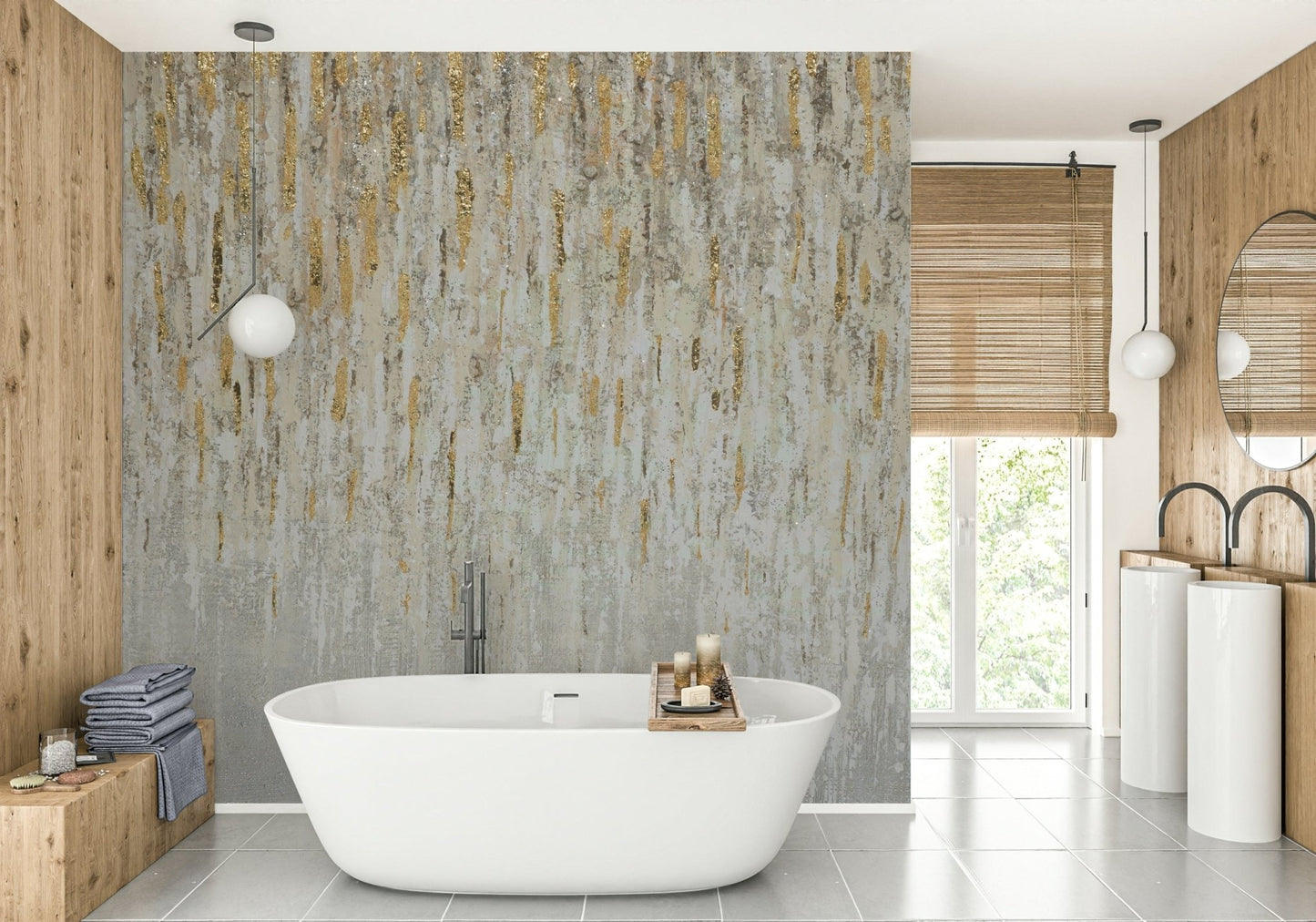 Textured Metallic Abstract Wall Mural - Wallanza