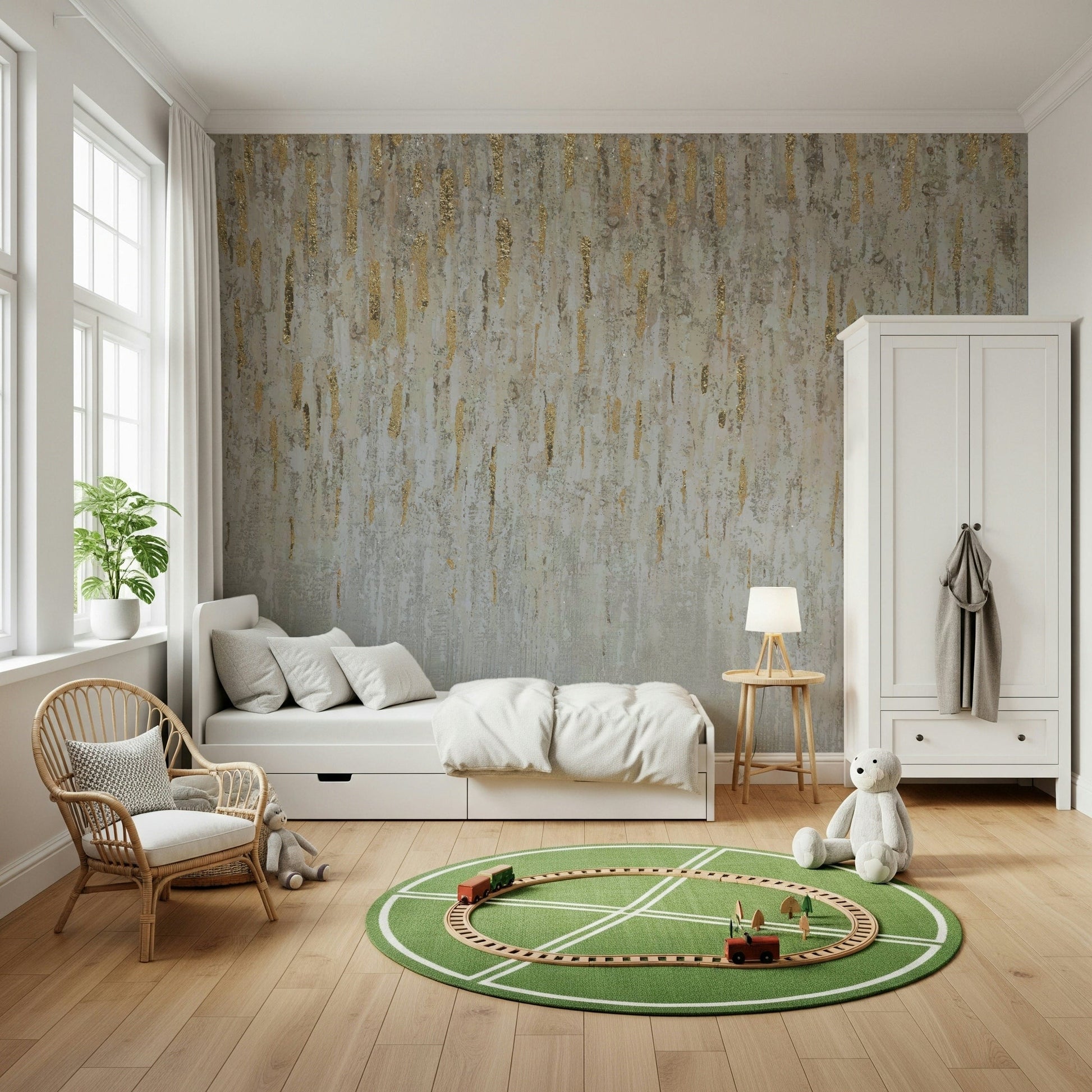 Textured Metallic Abstract Wall Mural - Wallanza