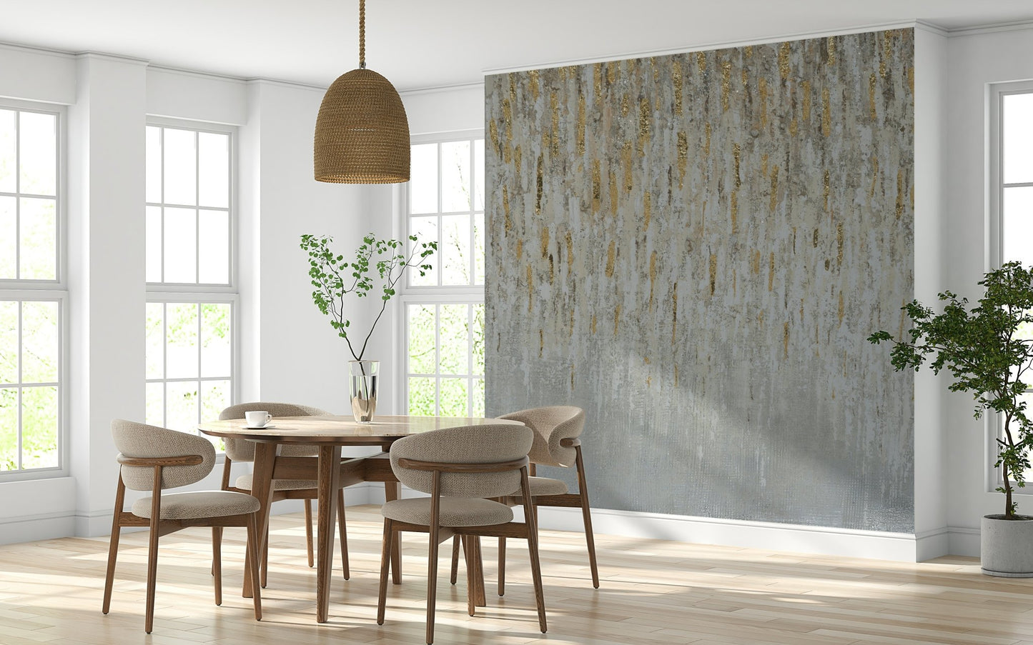 Textured Metallic Abstract Wall Mural - Wallanza