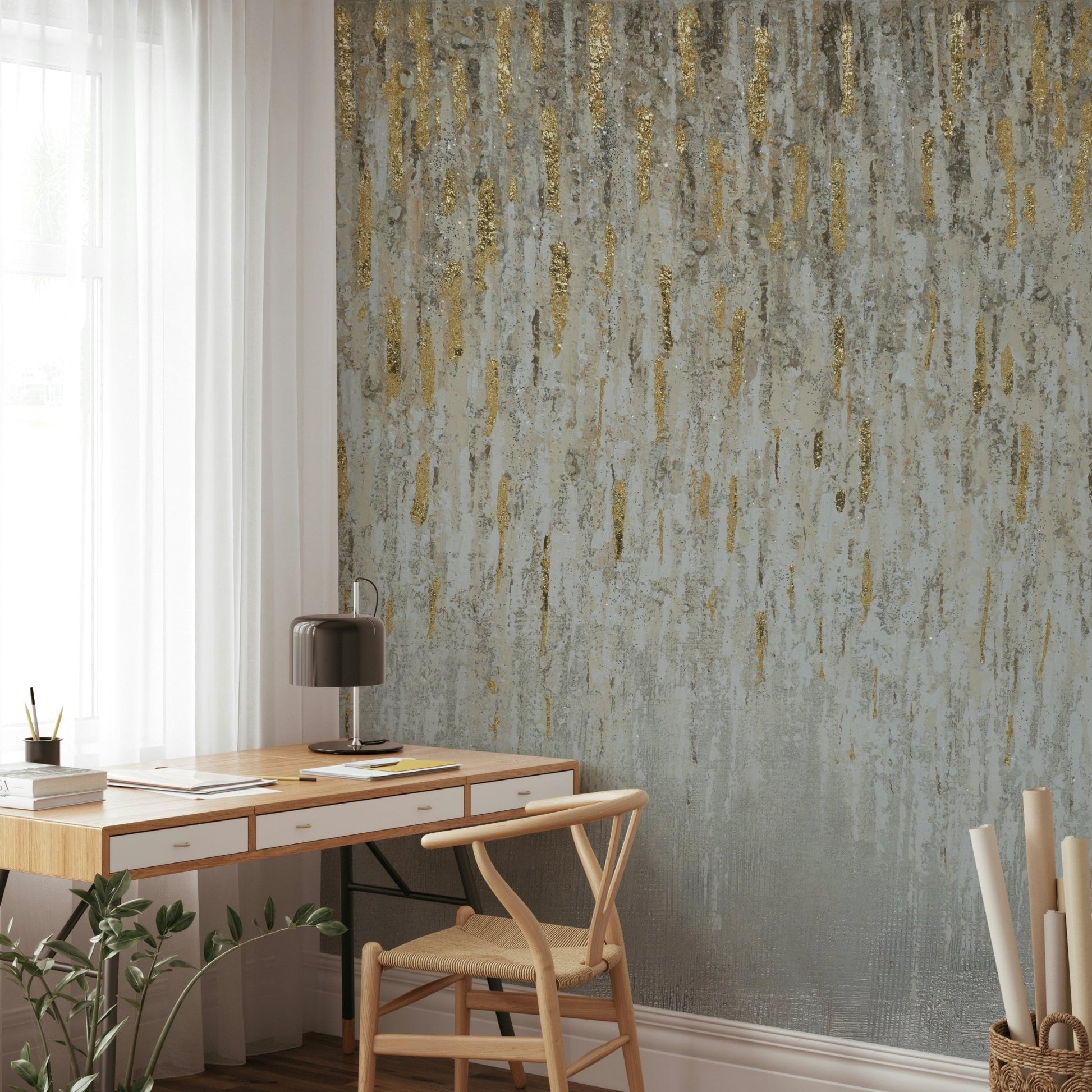 Textured Metallic Abstract Wall Mural - Wallanza